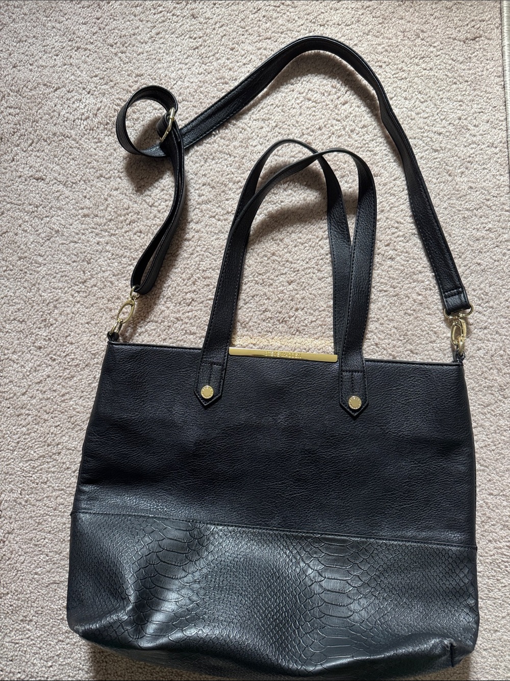 Steve Madden Black Tote with Gold Accents